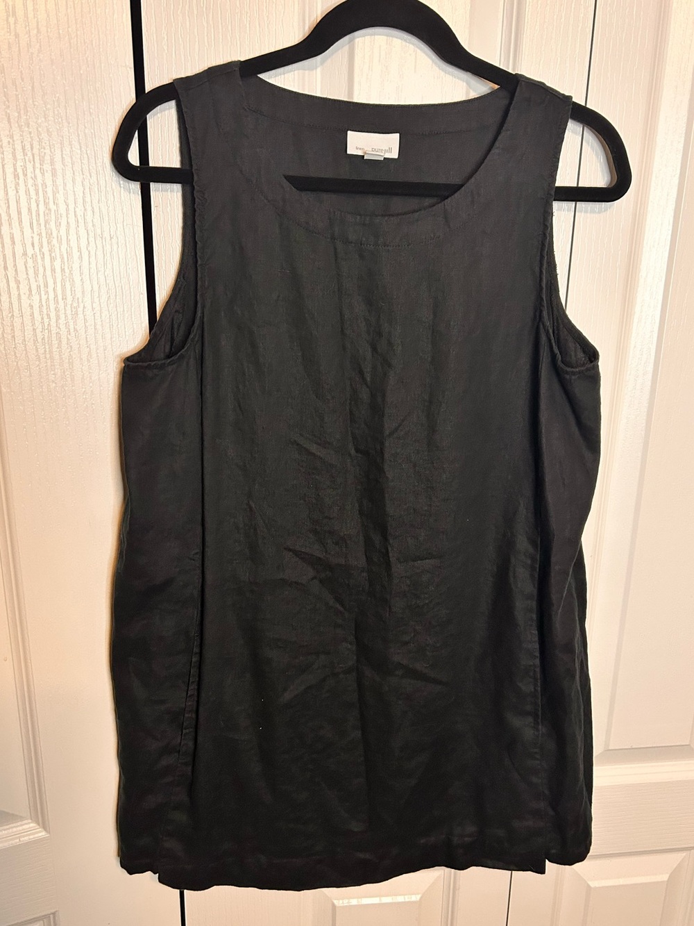 J Jill Women’s Medium Women's Black Sleeveless Linen Tunic Tank Top Minimalist